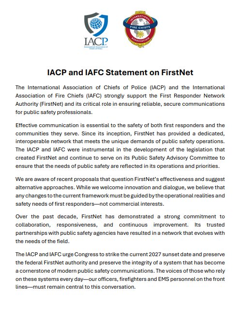 Image for the Tweet beginning: The IACP and @IAFC issue
